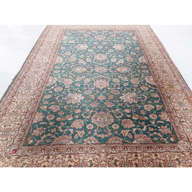 Green Persian Tabriz For Sale - Image 8 of 9
