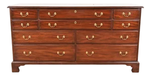 Henkel Harris Georgian Solid Mahogany Ten-Drawer Dresser or Credenza