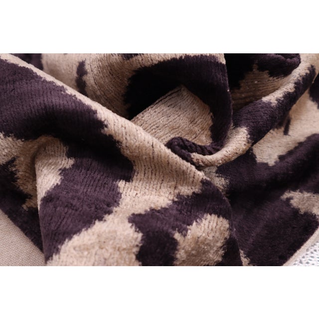 Contemporary Black White Geometric Velvet Throw Pillow & Down Insert For Sale In San Francisco - Image 6 of 8