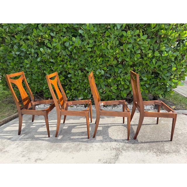 Vintage Mid-Century Walnut Dining Chairs for Restoration, Set of 4 For Sale - Image 14 of 15
