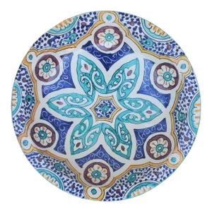 Moroccan Hand Painted Pottery Plate, Multi-Color Lhlm 30-2