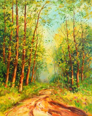 Forest Path.Modern Original Hand Painting.
