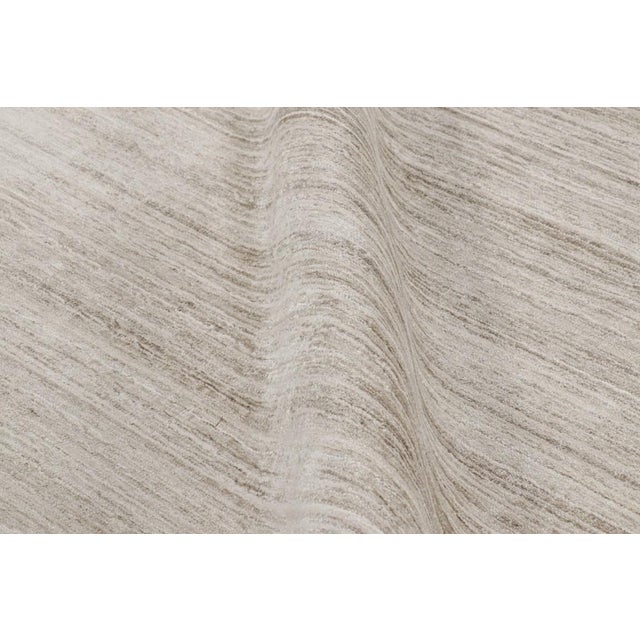 Textile Rug & Kilim’s Oversized Textural Rug in Solid Beige and White Tones and Striae For Sale - Image 7 of 8