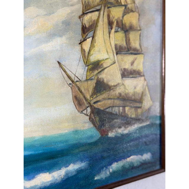 Vintage Ship Painting, Framed For Sale In Charleston - Image 6 of 7
