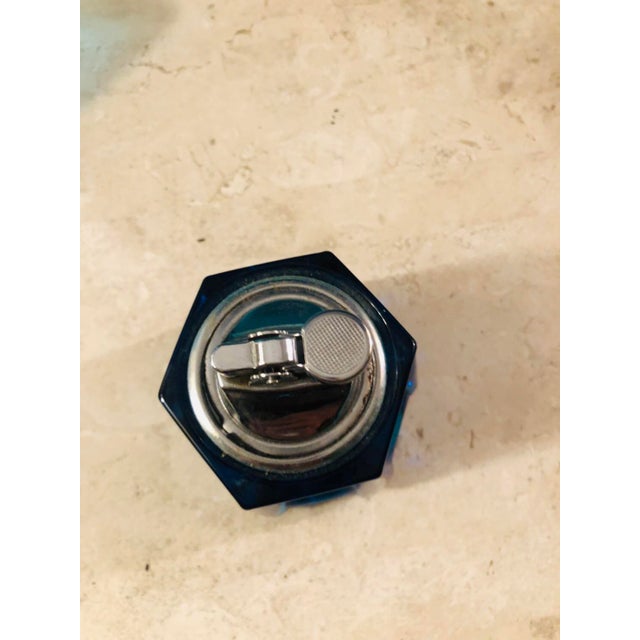 Vintage Blue Viking Glass Table Lighter on Matching Plate Chairish