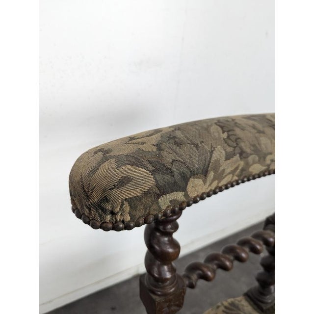 Napoleon III Smoking Chair in Twisted Blackened Wood with Foliage Tapestry For Sale - Image 5 of 8