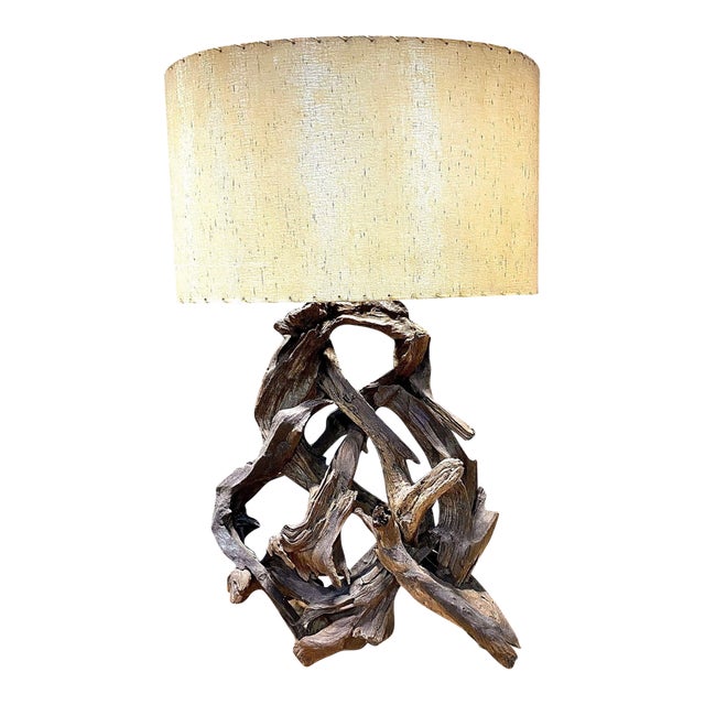 Large 1940's Driftwood Table Lamp For Sale
