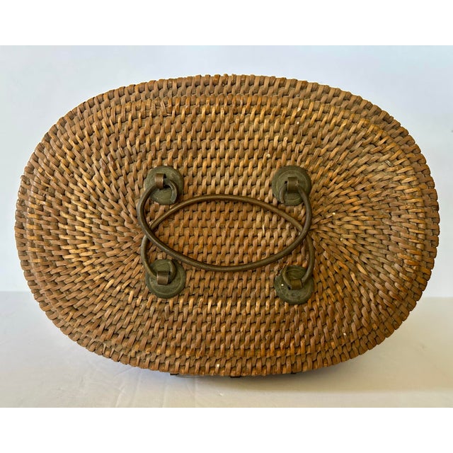 1920s 1920s Chinese Wicker and Brass Lunch Basket For Sale - Image 5 of 7