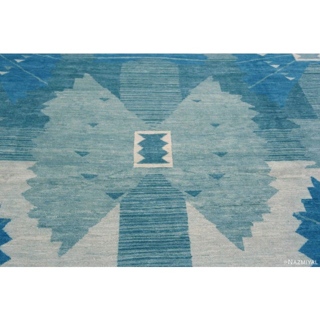 2020s Large Square Geometric Swedish Design Soft Wool Pile Rug For Sale - Image 5 of 5