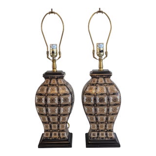 Pair Vintage Bombay Company Baroque / Asian Style Lamps For Sale