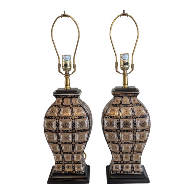 Pair Vintage Bombay Company Baroque / Asian Style Lamps For Sale