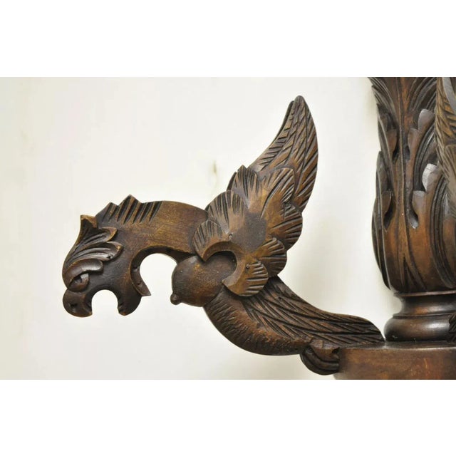 Vintage Italian Renaissance Carved Walnut Winged Griffin Wall Sconces - a Pair For Sale In Philadelphia - Image 6 of 12