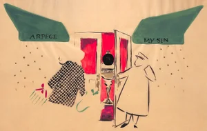 Lanvin Paris Arpege/ My Sin W/ Doorman C1950s Artwork