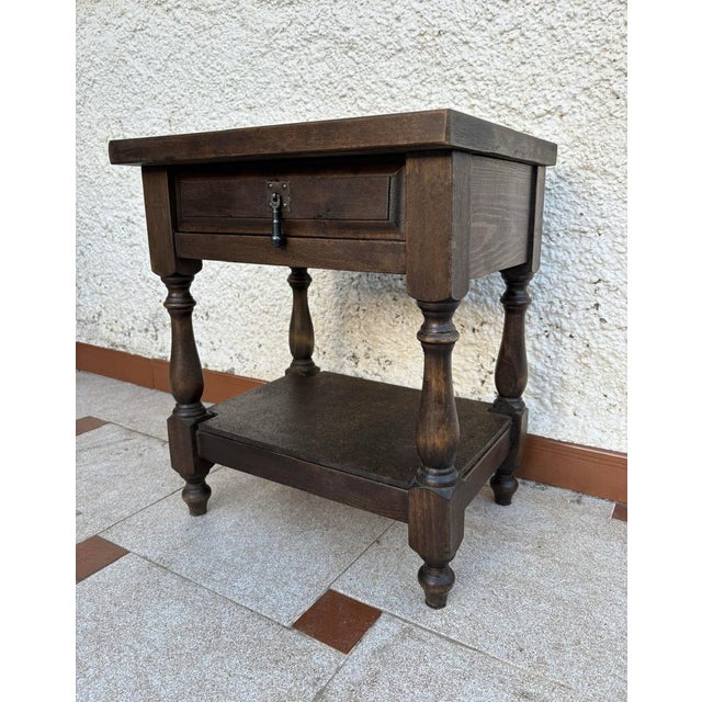 Wood Spanish Castilian Bedside Tables in Wood, 1940s, Set of 2 For Sale - Image 7 of 12