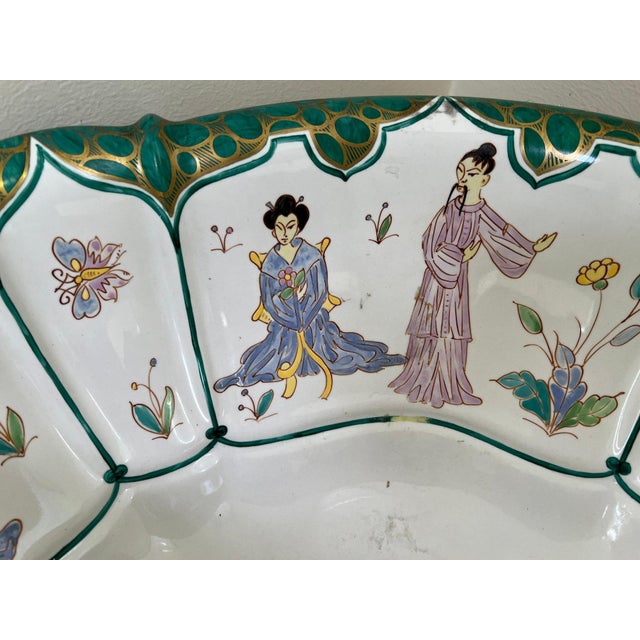 Vintage Sherle Wagner Chinoiserie Hand-Painted Porcelain Sink & Gilt Faucet Set For Sale - Image 11 of 16