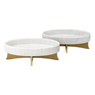 Googie Style "Lax" Marble Bowls on Stands, Pair For Sale