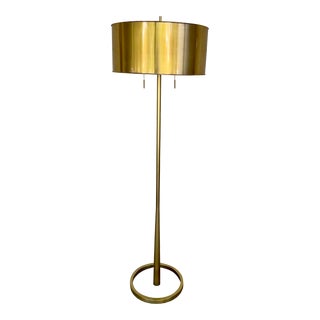Currey & Co. Modern Satin Brass Floor Lamp For Sale