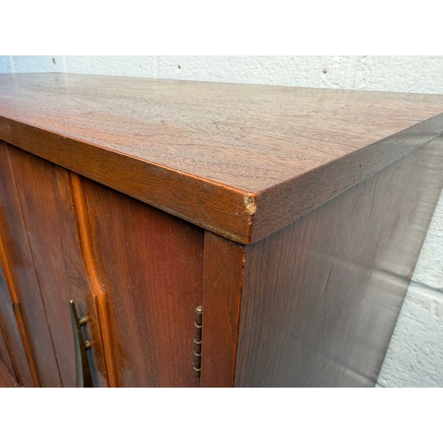 Mid 20th Century Brasilia Style Walnut and Brass Gentleman’s Chest For Sale - Image 15 of 15