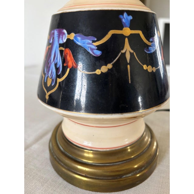 Metal Art Deco Table Lamp in Glazed and Gilded Porcelain, 1920s For Sale - Image 7 of 10