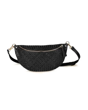 Rafe Alex Woven Leather Sling Crossbody bag, Black