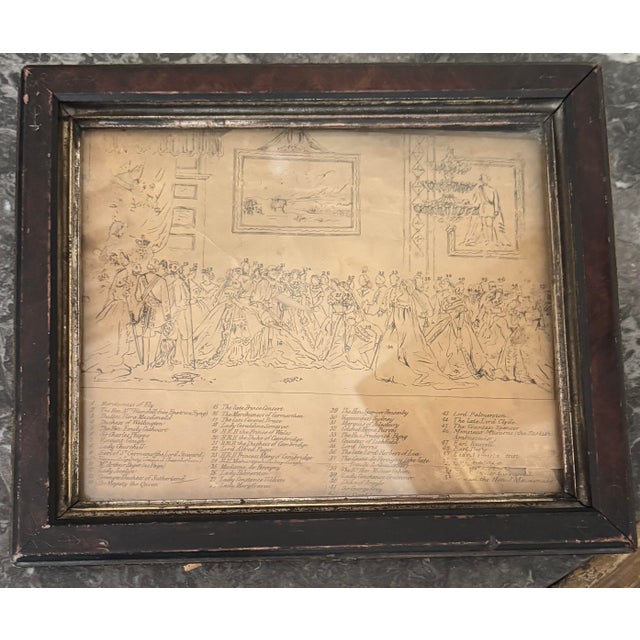 Mid 19th Century Rare Victorian Engraving of Queen Anne’s Drawing Room at St. James’s Palace, London, 1869 and Companion Frame of Attendance For Sale - Image 10 of 12