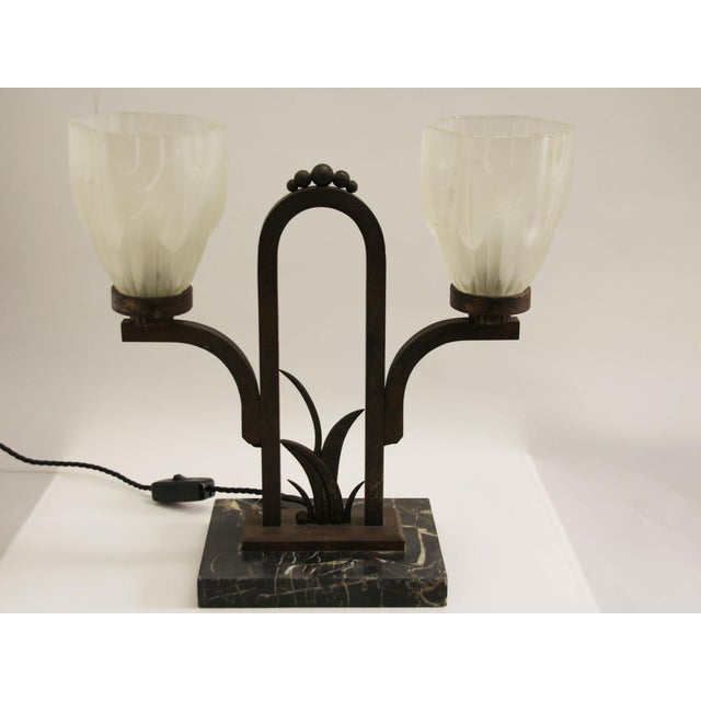 Art Deco Marble and Wrought Iron Table Lamp, 1920s For Sale - Image 14 of 14