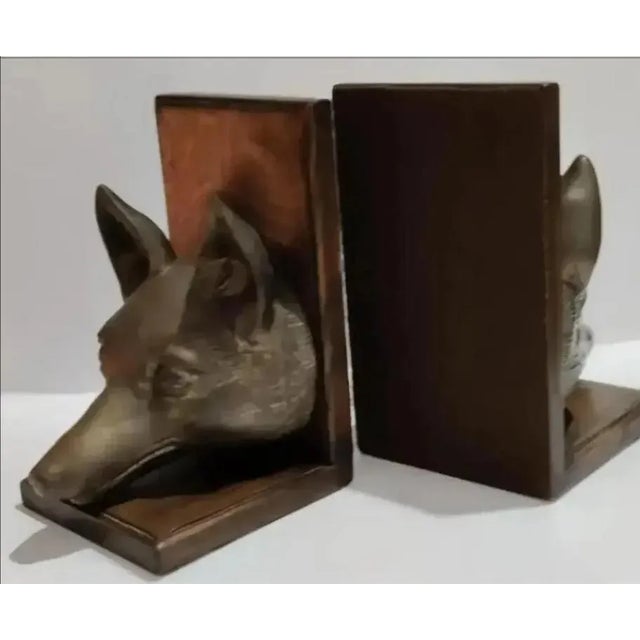 English Pair of 1970s Sarreid Ltd. Fox Head Bookends For Sale - Image 3 of 7