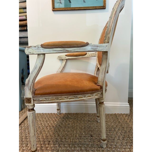 1960s 1960s Round Back Louise XVI Leather Chair For Sale - Image 5 of 7