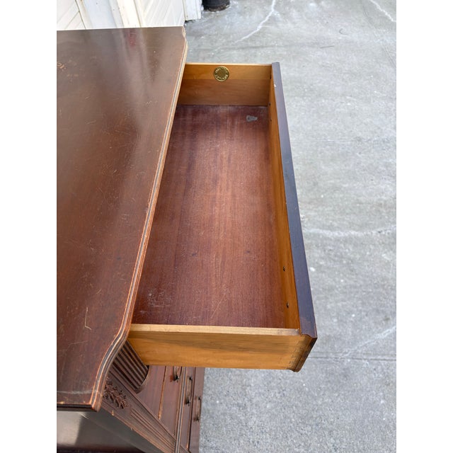 Wood Vintage Tall Mahogany Dresser | Highboy Chest | Colonial Style Bedroom Chest | Five Drawer Dresser | Classic Dark Wood Storage Cabinet For Sale - Image 7 of 12