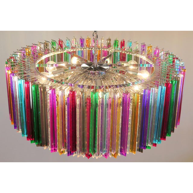 Italian Triedri Murano Glass Chandelier, 1995 For Sale - Image 6 of 18
