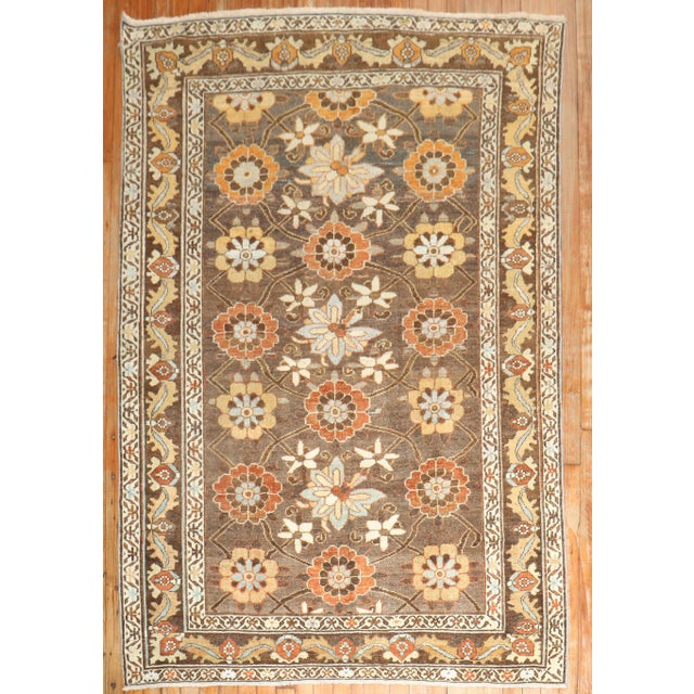 Rustic Early 20th Century Brown Persian Veramin Rug - 4'6" x 6'5" For Sale - Image 3 of 10