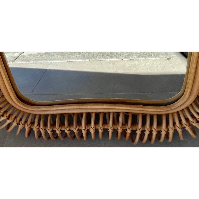 Brown 1960s French Inspired Beautiful Rattan Mirror For Sale - Image 8 of 8