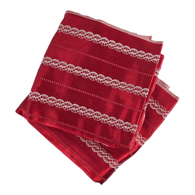 Vintage 1950s Heavy Red Satin Drapery Panel Fabric a Pair Chairish