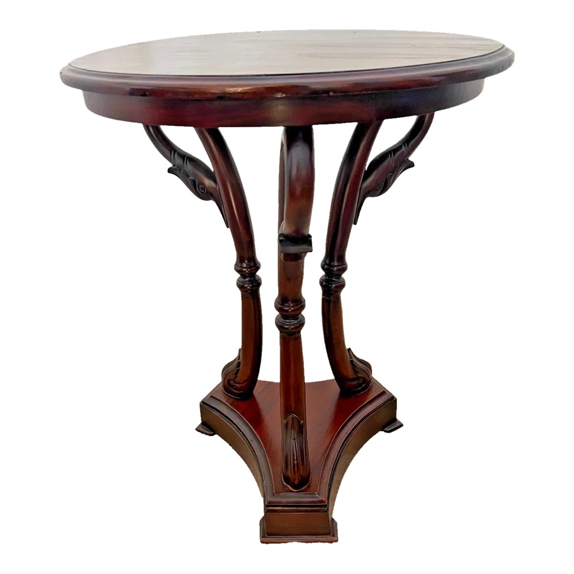 Vintage Round Table Swan Neck Tri Base Legs Large Plant Stand Solid ...