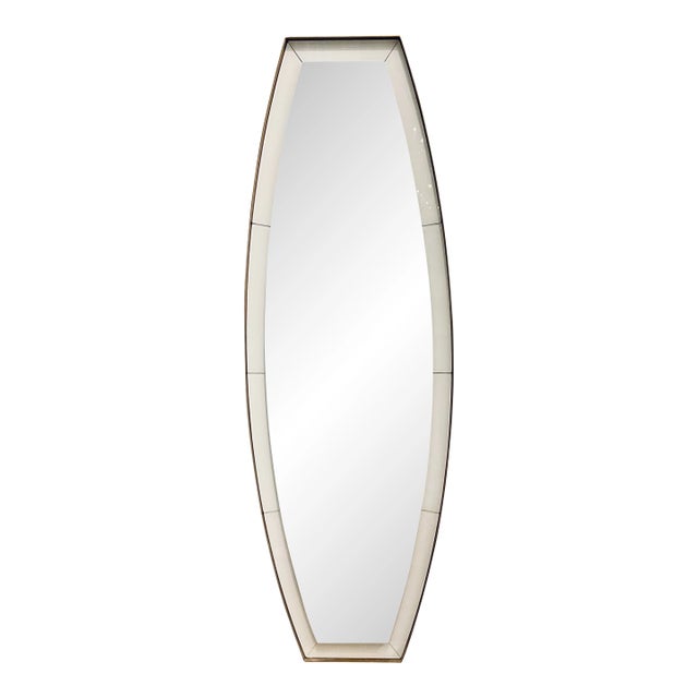 Revelation Contemporary White and Gold Elongated Wall Mirror For Sale