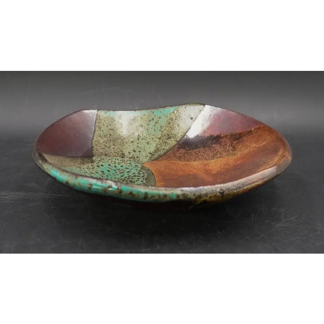 Joel Edwards Shallow Mid Century Abstract Pottery Bowl For Sale - Image 4 of 6