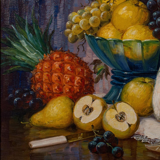 1970's Large Vintage Still Life Painting For Sale - Image 6 of 12