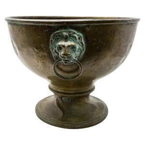 Brass Garden Planter With Lions Heads