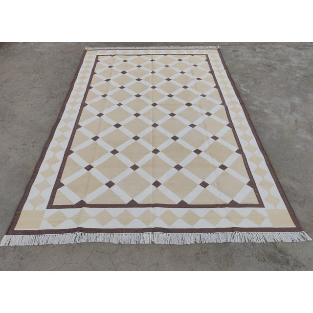 Cotton Vegetable Dyed Handmade Reversible Diamond Cross Rug For Sale - Image 11 of 11