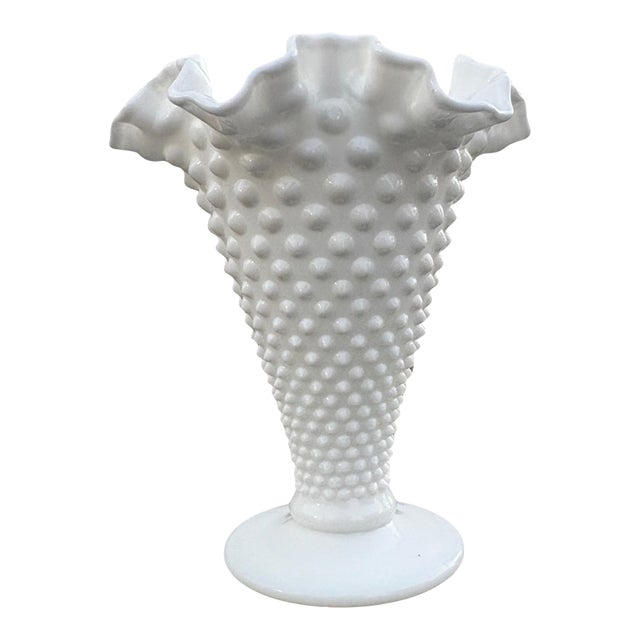 Vintage Fenton Hobnail Milk Glass Vase For Sale