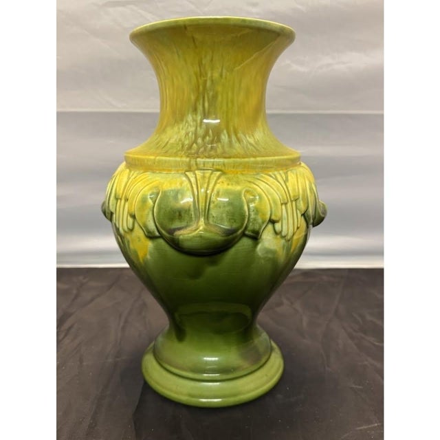 Royal Haeger u.s.a. Pottery Vase Deco Green Yellow Crazing MCM Vintage 1960’s For Sale In New York - Image 6 of 10