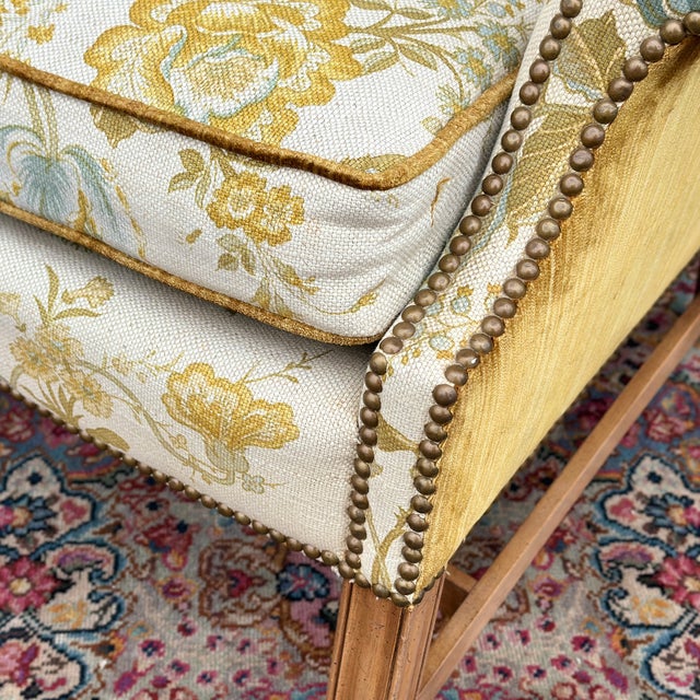 Brass Vintage Drexel Heritage Chippendale Style Wingback Lounge Chair For Sale - Image 8 of 11