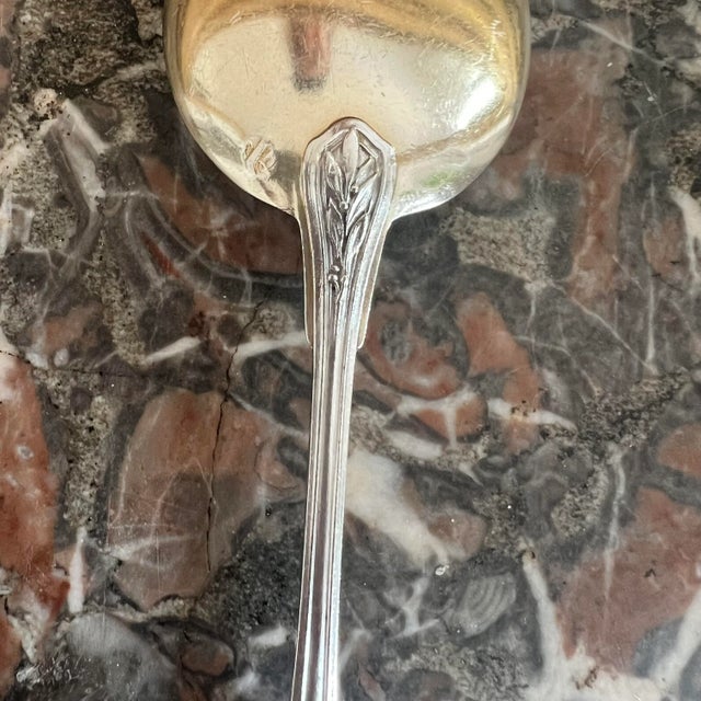 Vintage French Ice Cream Spoon in Sterling Silver and Chiseled Vermeil, 1920s, Set of 6 For Sale - Image 9 of 13