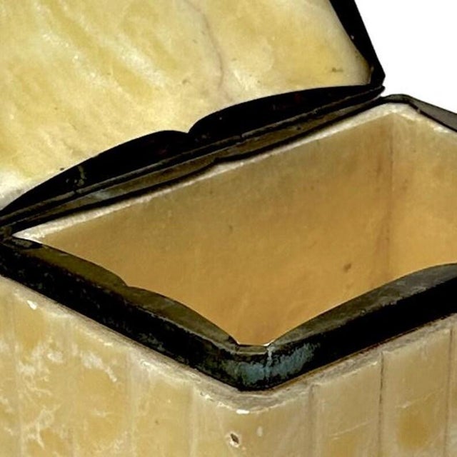 Alabaster Mid-Century Alabaster Stone and Brass Trinket Box For Sale - Image 8 of 8