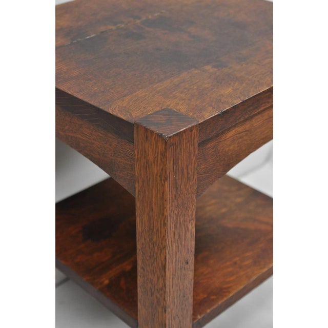 Brown Antique Arts & Crafts Mission Oak Stickley Style 2 Tier Plant Stand Side Table For Sale - Image 8 of 15