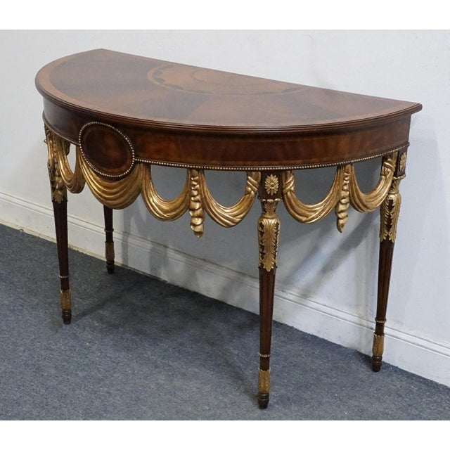 MAITLAND SMITH Inlaid Mahogany Traditional French Directoire Consulate Style 48" Demilune Console Table 33.25" High 48"...