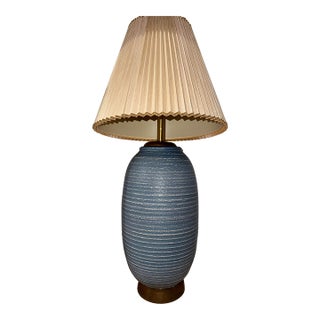 Mid Century, Modern Monumental Turned Studio Pottery Ceramic Lamp For Sale