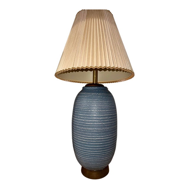 Mid Century, Modern Monumental Turned Studio Pottery Ceramic Lamp For Sale