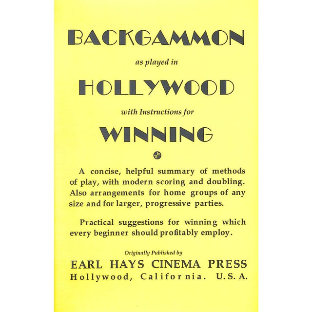 "Backgammon as Played in Hollywood With Instructions for Winning" 2015 Oh Tee (Inscribed) For Sale - Image 4 of 10