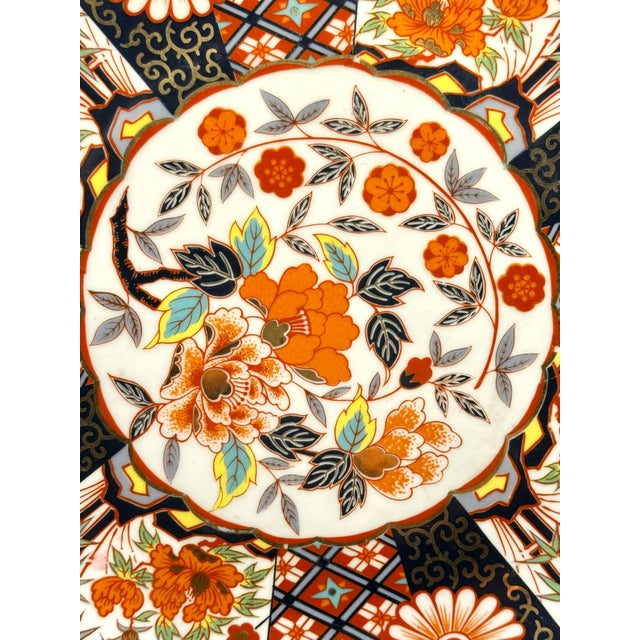 Orange Vintage Japanese Arita Floral Platter For Sale - Image 8 of 10